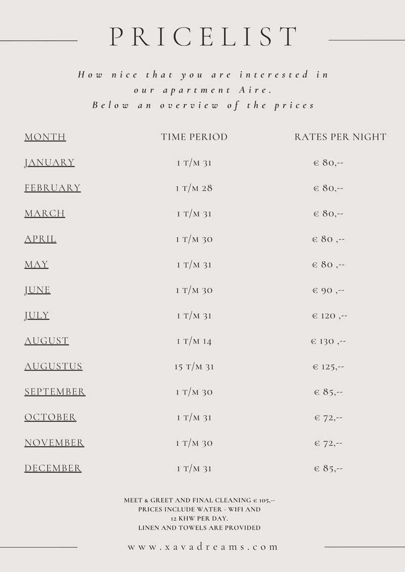 Price list